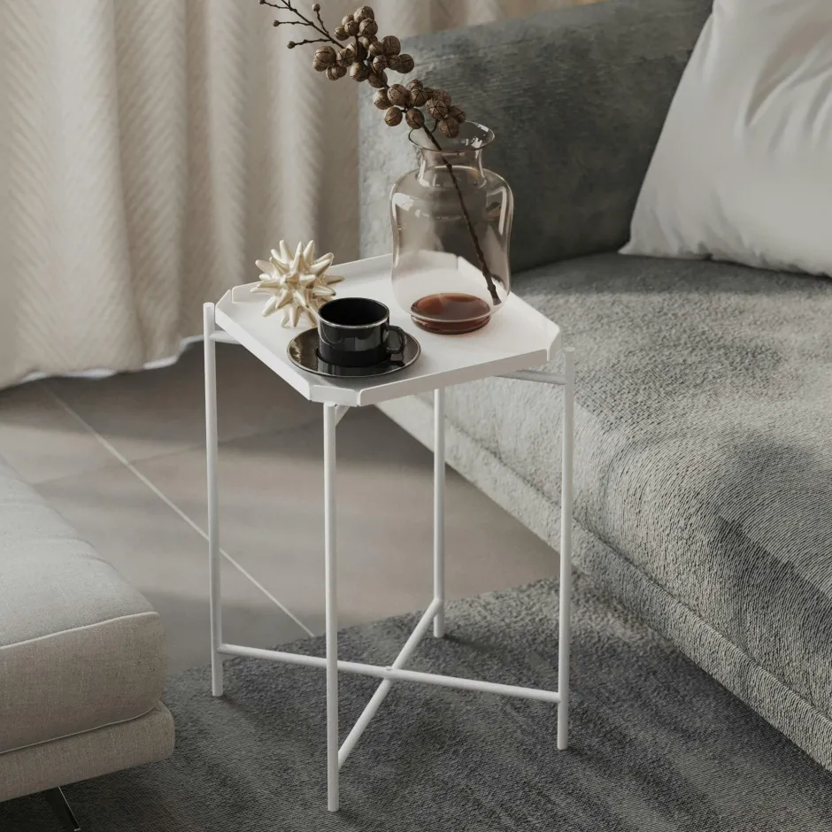 SFAX Bouts De Canapé En Métal|Petite table d’appoint noire - structure ronde, métal