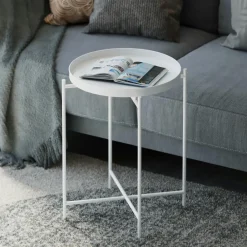 SFAX Bouts De Canapé En Métal|Petite table d’appoint noire - structure ronde, métal