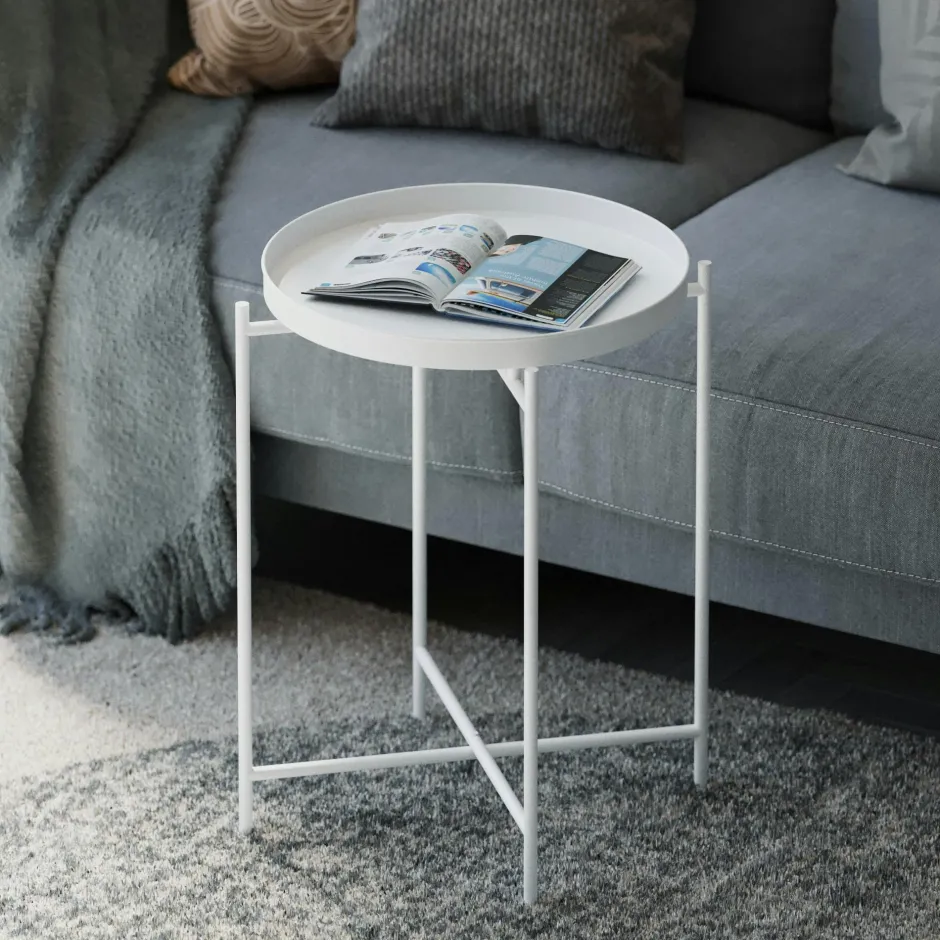 SFAX Bouts De Canapé En Métal|Petite table d’appoint noire - structure ronde, métal