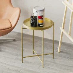 SFAX Bouts De Canapé En Métal|Petite table d’appoint noire - structure ronde, métal