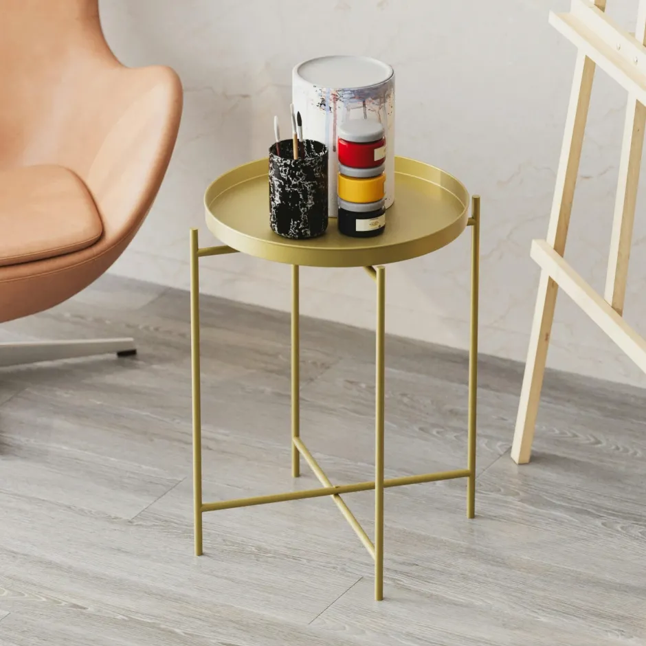 SFAX Bouts De Canapé En Métal|Petite table d’appoint noire - structure ronde, métal