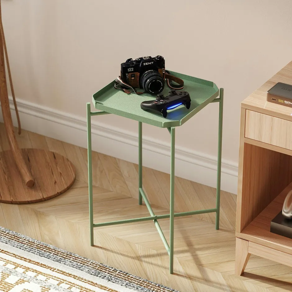 SFAX Bouts De Canapé En Métal|Petite table d’appoint noire - structure ronde, métal