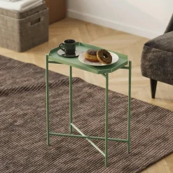 SFAX Bouts De Canapé En Métal|Petite table d’appoint verte, plateau rectangulaire