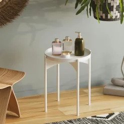 SFAX Bouts De Canapé En Métal|Petite table ronde blanche design & plateau assorti