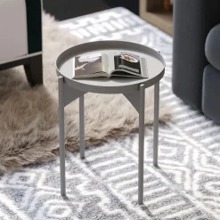 SFAX Bouts De Canapé En Métal|Petite table ronde noire design & plateau doré