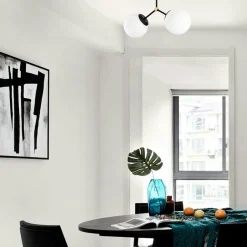 SIERRE Suspensions / Lustres|Plafonnier design métal doré 2 globes verre dépoli