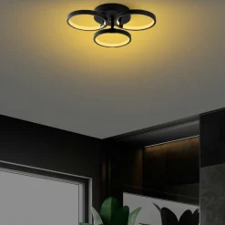 VIESTE Suspensions / Lustres|Plafonnier LED noir moderne – 3 anneaux