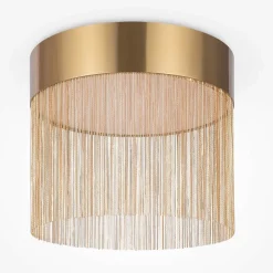 AMOS Suspensions / Lustres|Plafonnier moderne rond – franges dorées & LED