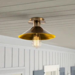 URLA Suspensions / Lustres|Plafonnier vintage métal brossé - intérieur or