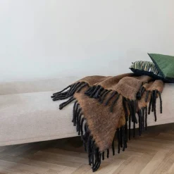 FALLON Textile·Plaids / Jetés|Plaid canapé marron - franges noires, 130x170 cm