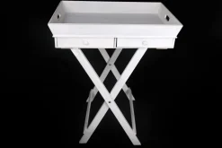 Univers Déco·Classique Chic|Bouts De Canapé En Bois|Plateau Table d'appoint en bois blanc avec 2 tiroirs H73cm