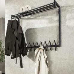 RALF Meubles D'Entrée·Portemanteaux|Portemanteaux Industriels|Portemanteau mural gris foncé 20 crochets, 1 tringle