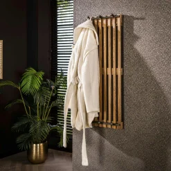 DELHI Meubles D'Entrée·Portemanteaux|Portemanteau mural rainuré en bois de manguier 6 accroches