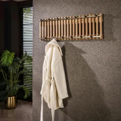 DELHI Meubles D'Entrée·Portemanteaux|Portemanteau mural rainuré en bois de manguier 13 accroches