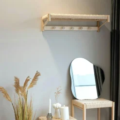 TALLINN Meubles D'Entrée·Portemanteaux|Meubles De Salon·Etagères Murales|Portemanteau mural style scandinave en bois de peuplier et corde