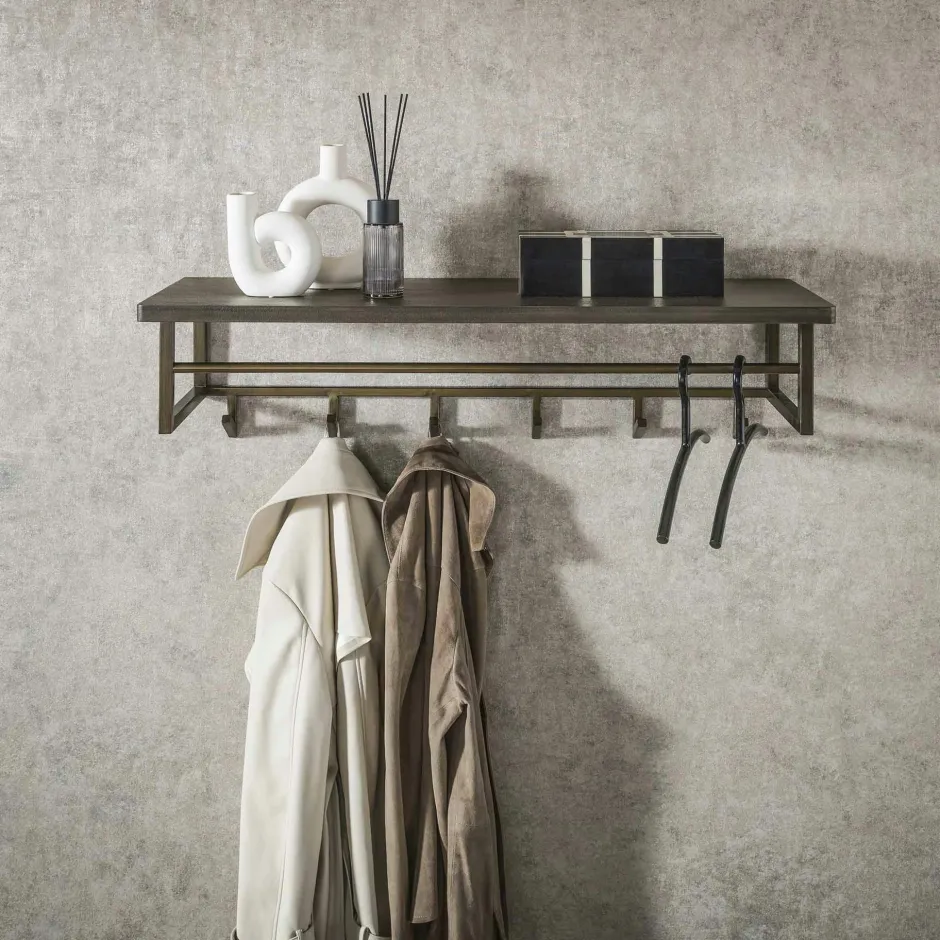 RALF Meubles D'Entrée·Portemanteaux|Portemanteau mural vintage 1 étagère 6 crochets