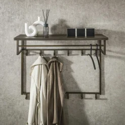 RALF Meubles D'Entrée·Portemanteaux|Portemanteau mural vintage 1 étagère 12 crochets