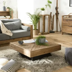 DENVER Univers Déco·Maison De Campagne|Sellettes En Métal|Porte-plante en bois de pin recyclé