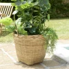 HERCULE Caches-Pots|Pot de fleurs rond bambou et béton D60 cm avec anses