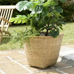 HERCULE Caches-Pots|Pot de fleurs rond bambou et béton D60 cm