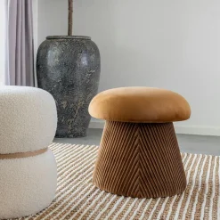 BRUGES Meubles De Salon·Poufs|Pouf design forme champignon, couleur moutarde