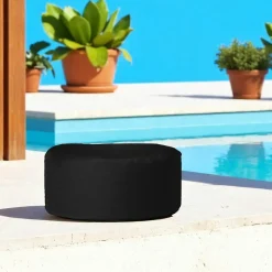 ARTA Coussins / Poufs De Jardin|Pouf extérieur imperméable bleu foncé - forme ronde