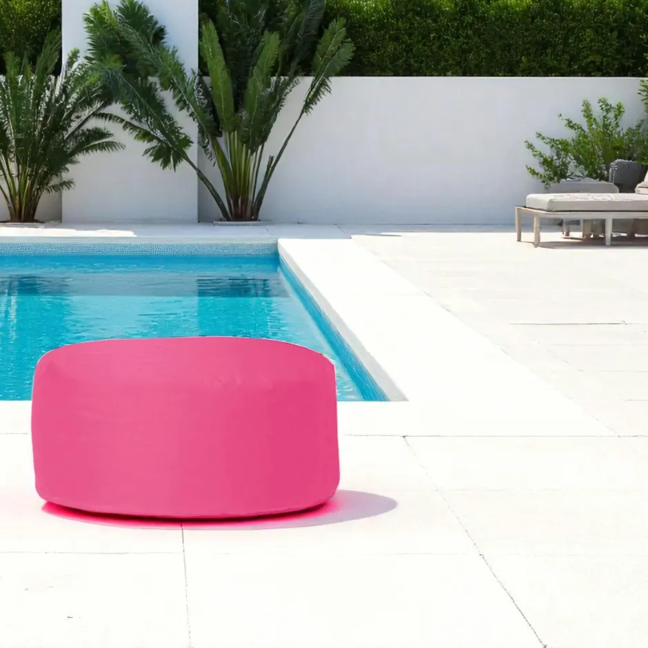 ARTA Coussins / Poufs De Jardin|Pouf extérieur imperméable rose - forme ronde
