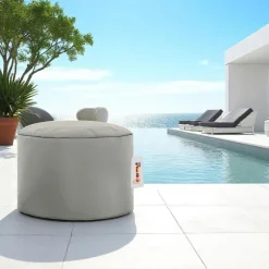 ARTA Coussins / Poufs De Jardin|Pouf extérieur imperméable gris - forme ronde