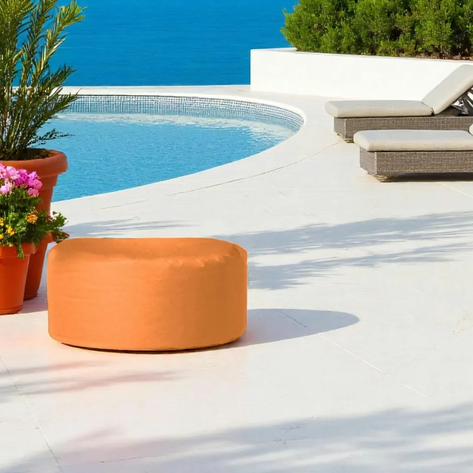 ARTA Coussins / Poufs De Jardin|Pouf extérieur imperméable orange - forme ronde