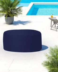 ARTA Coussins / Poufs De Jardin|Pouf extérieur imperméable noir - forme ronde