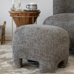 BRUGES Meubles De Salon·Poufs|Pouf repose-pieds gris sur 4 pieds BERLIN