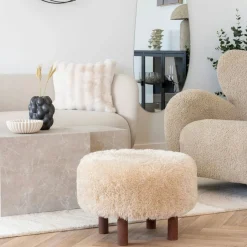 BERLIN Meubles De Salon·Poufs|Pouf rond marron clair