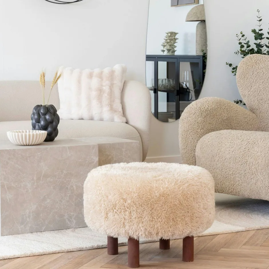 BERLIN Meubles De Salon·Poufs|Pouf rond marron clair