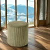 MALMOE Meubles De Salon·Poufs|Pouf rond velours côtelé kaki (lot de 2)