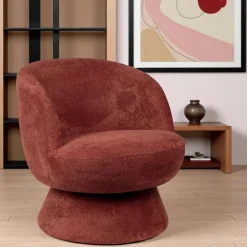 MALMOE Meubles De Salon·Poufs|Pouf rond velours côtelé rouille (lot de 2)