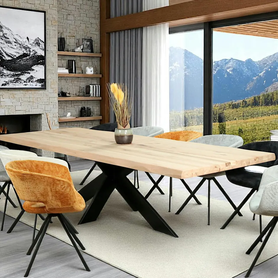 PALERME Rallonges De Tables À Manger|Rallonge pour les tables en chêne blanc bords naturels 300 cm (50 cm)