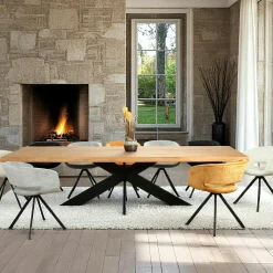 PALERME Rallonges De Tables À Manger|Rallonge pour les tables en chêne blanc bords naturels 300 cm (50 cm)