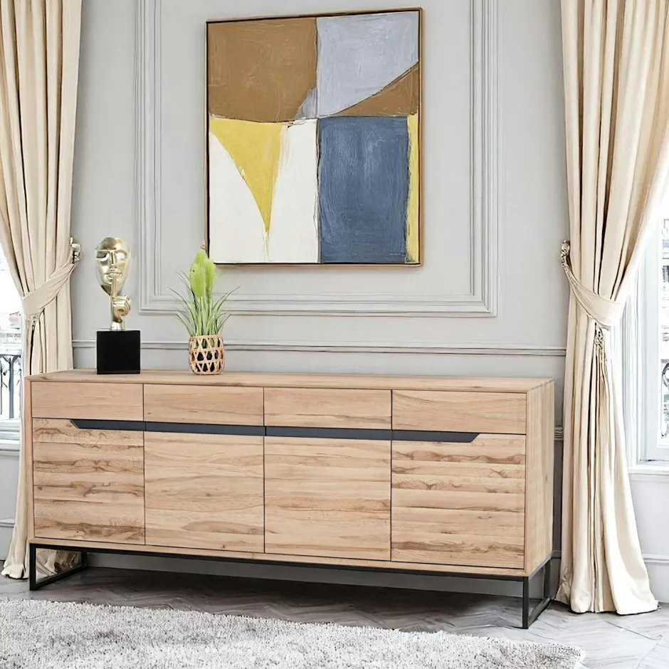 PALERME Rallonges De Tables À Manger|Rallonge pour les tables en chêne blanc bords naturels 300 cm (50 cm)