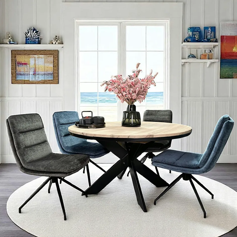 PALERME Rallonges De Tables À Manger|Rallonge pour table ronde et carrée extensible en chêne blanc 130 cm (40 cm)