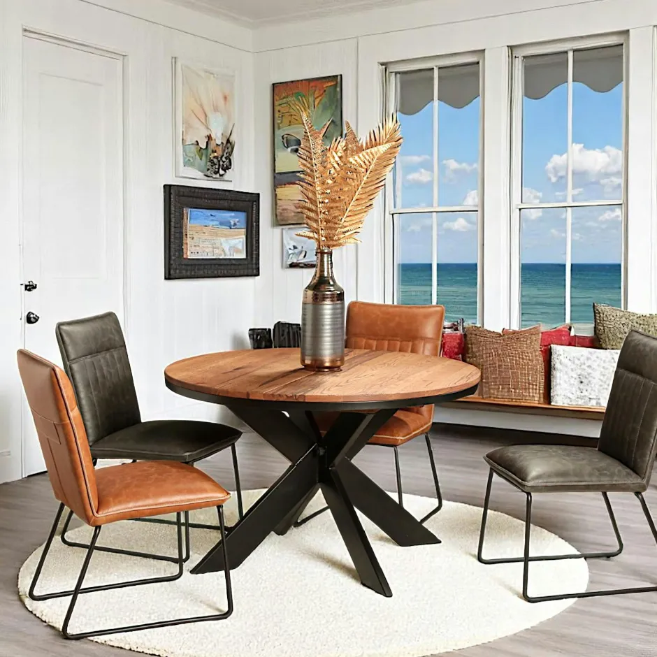 PALERME Rallonges De Tables À Manger|Rallonge pour table ronde extensible en chêne brun 120 cm (40 cm)