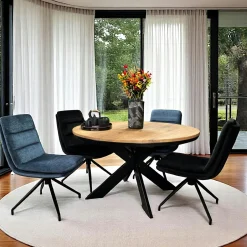 PALERME Rallonges De Tables À Manger|Rallonge pour table ronde extensible en chêne brun 120 cm (40 cm)