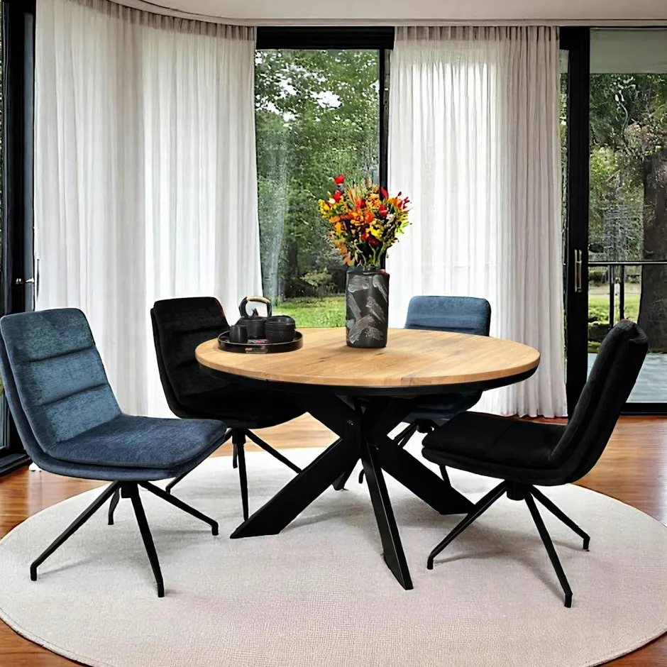 PALERME Rallonges De Tables À Manger|Rallonge pour table ronde extensible en chêne brun 120 cm (40 cm)