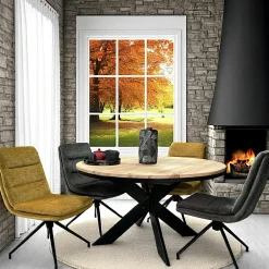 PALERME Rallonges De Tables À Manger|Rallonge pour table ronde extensible en chêne blanc 140 cm (50 cm)