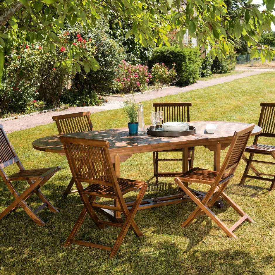 MACAO Salons De Jardin·Ensemble Repas|Salle à manger de jardin en teck massif table extensible