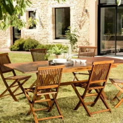 MACAO Salons De Jardin·Ensemble Repas|Salle à manger en teck massif pour extérieur table + 6 chaises