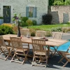 SUMMER Salons De Jardin·Ensemble Repas|Salon de jardin en teck Table rectangle 200/300 cm et 8 chaises Lombock pliantes
