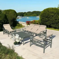 Oslo Salons De Jardin·Salons Détente|Meubles En Aluminium Brafab|Salon de jardin en aluminium gris ardoise (4 pièces)