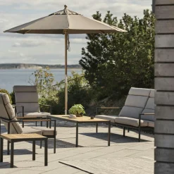 STOCKHOLM Salons De Jardin·Salons Détente|Meubles En Aluminium Brafab|Salon de jardin en aluminium noir et teck (4 pièces)