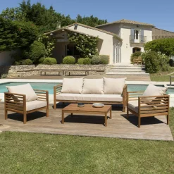 BAHIA Salons De Jardin·Salons Détente|Salon de jardin en bois d'acacia 5 places