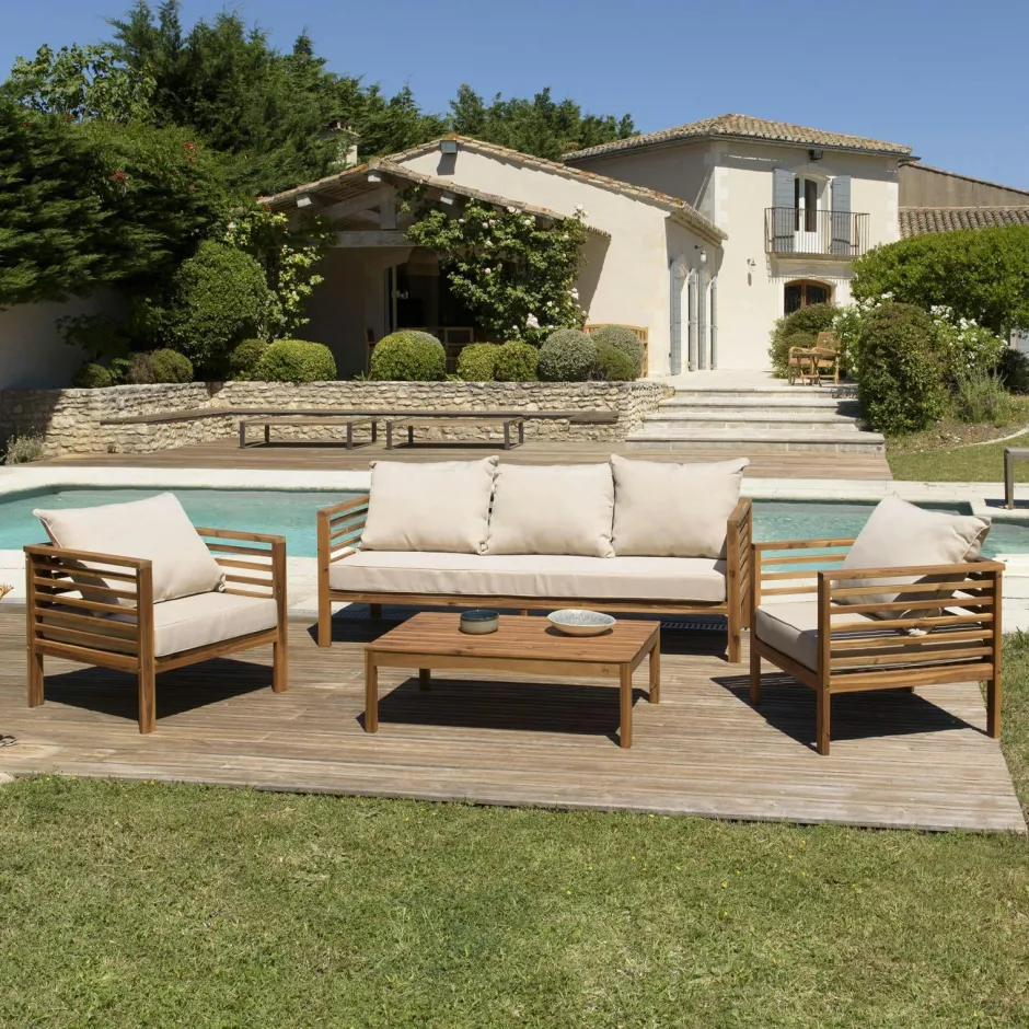 BAHIA Salons De Jardin·Salons Détente|Salon de jardin en bois d'acacia 5 places